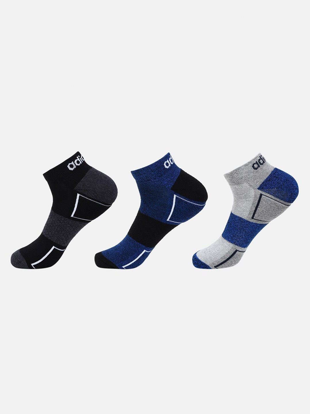 

ADIDAS Men Pack Of 3 Heel & Toe Low Cut Socks, Grey melange