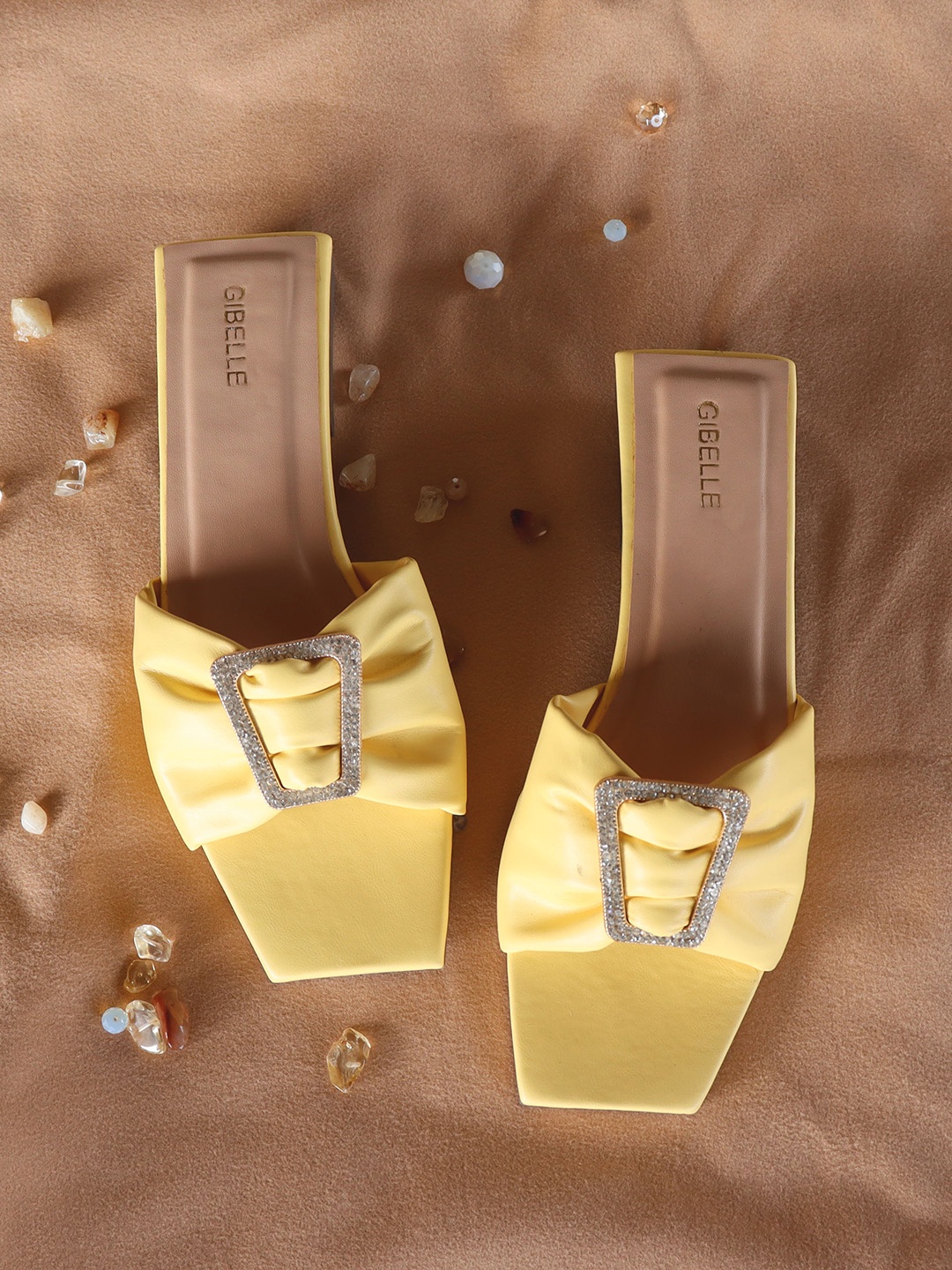 

Gibelle Women Embellished Open Toe Flats, Yellow