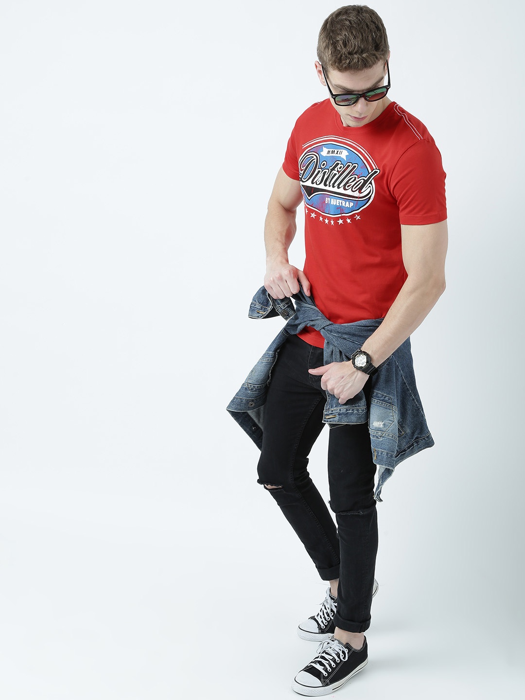 

Huetrap Men Red Printed Round Neck T-shirt