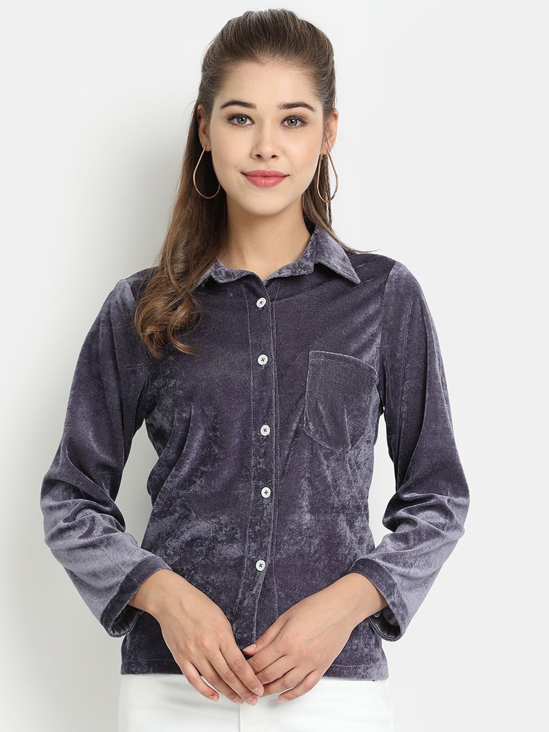 

Golden Kite Velvet Shirt Style Top, Grey