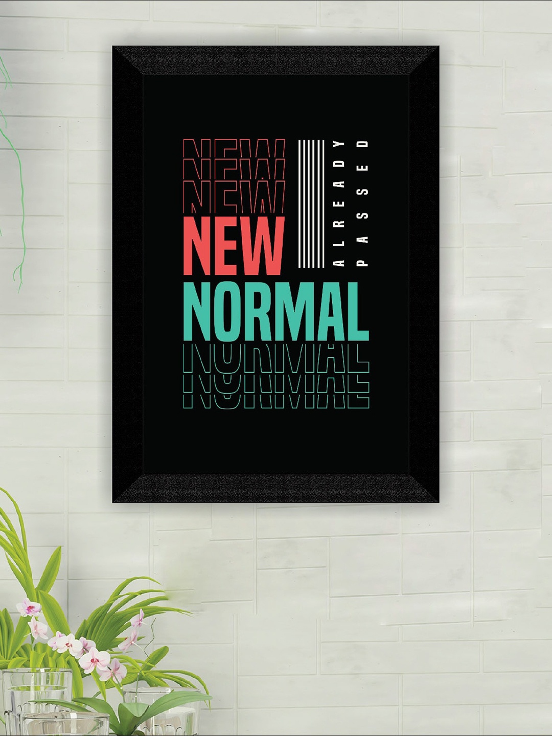 

SAF Black & Green Motivational Quotes Printed UV Coating Wall Painting