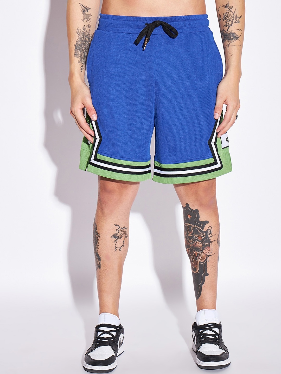

FUGAZEE Blue Typography Printed Sports Shorts