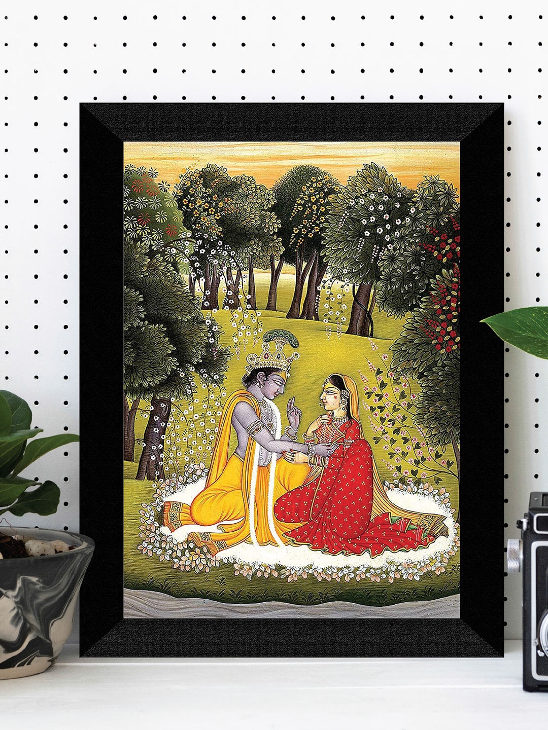 

SAF Green & Black Radha Krishna Painting Wall Art