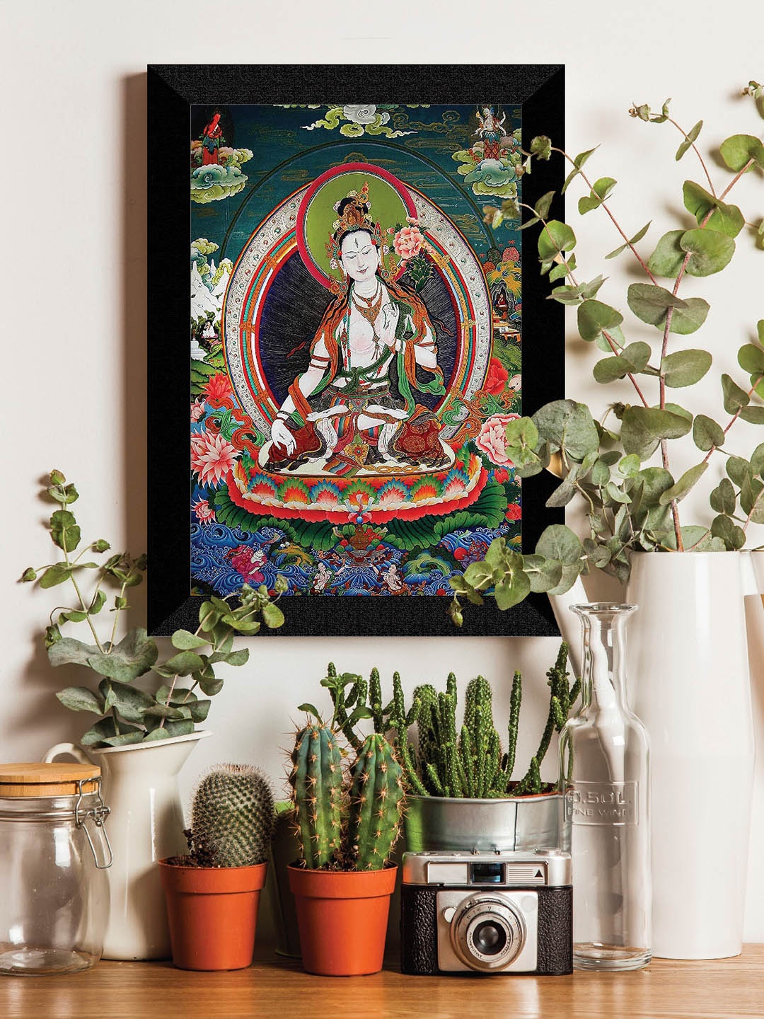 

SAF Multicoloured Goddess Tara Thangka Painting Framed Wall Art, Multi