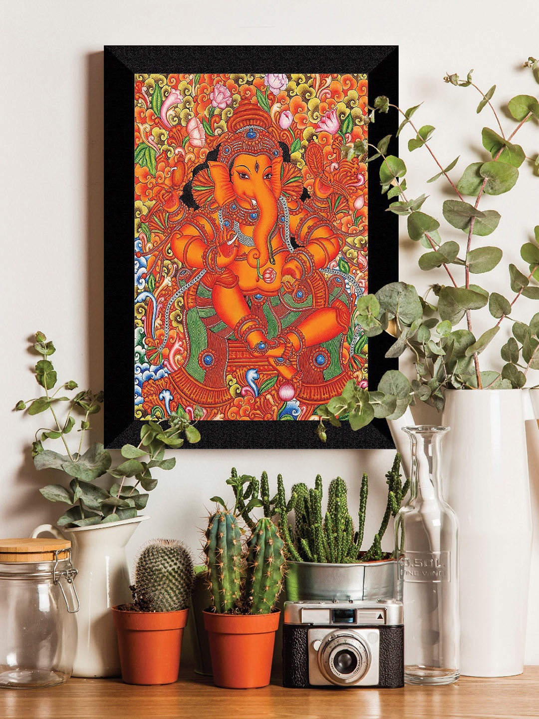 

SAF Orange Colored & Black Framed Painting Wall Art, Red