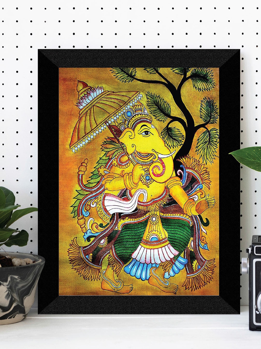 

SAF Yellow & Orange Lord Ganesha Printed UV Coating Wall Art