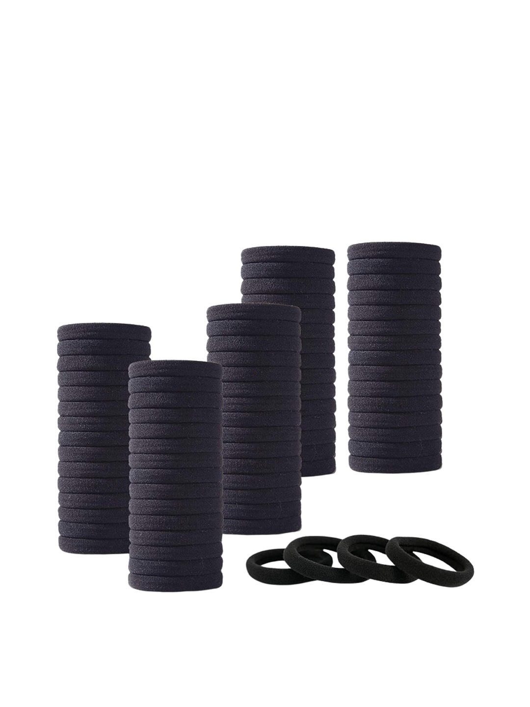 

CHRONEX Set Of 50 Seamless Cotton Elastic Ponytail Holders, Black