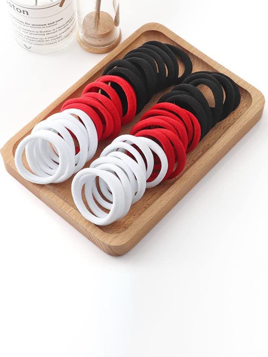 

CHRONEX Set Of 50 Thick Cotton Durable Elastic Ponytail Holders, White