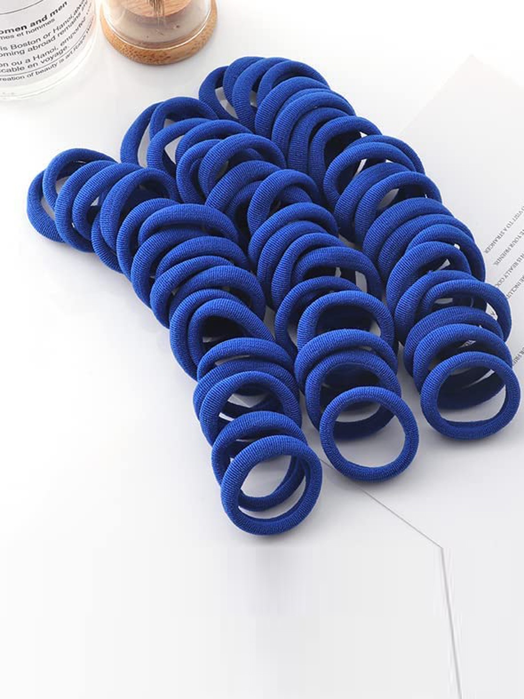

CHRONEX Set Of 20 Thick Cotton Durable Elastic Ponytail Holders, Blue