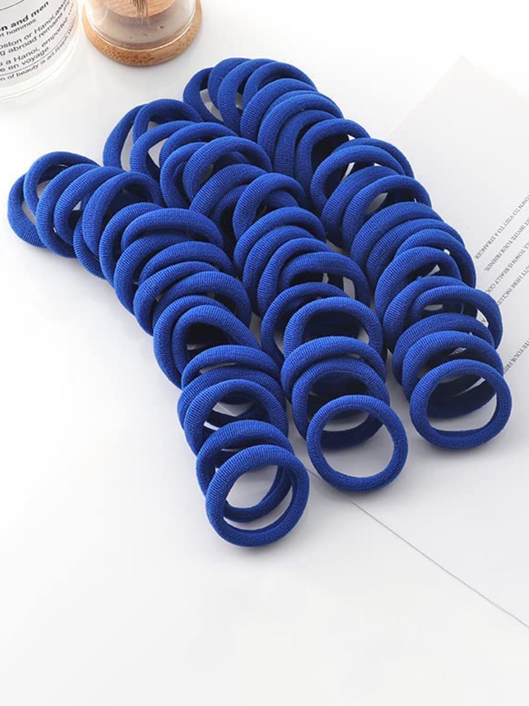 

CHRONEX Set Of 20 Thick Cotton Durable Elastic Ponytail Holders, Blue