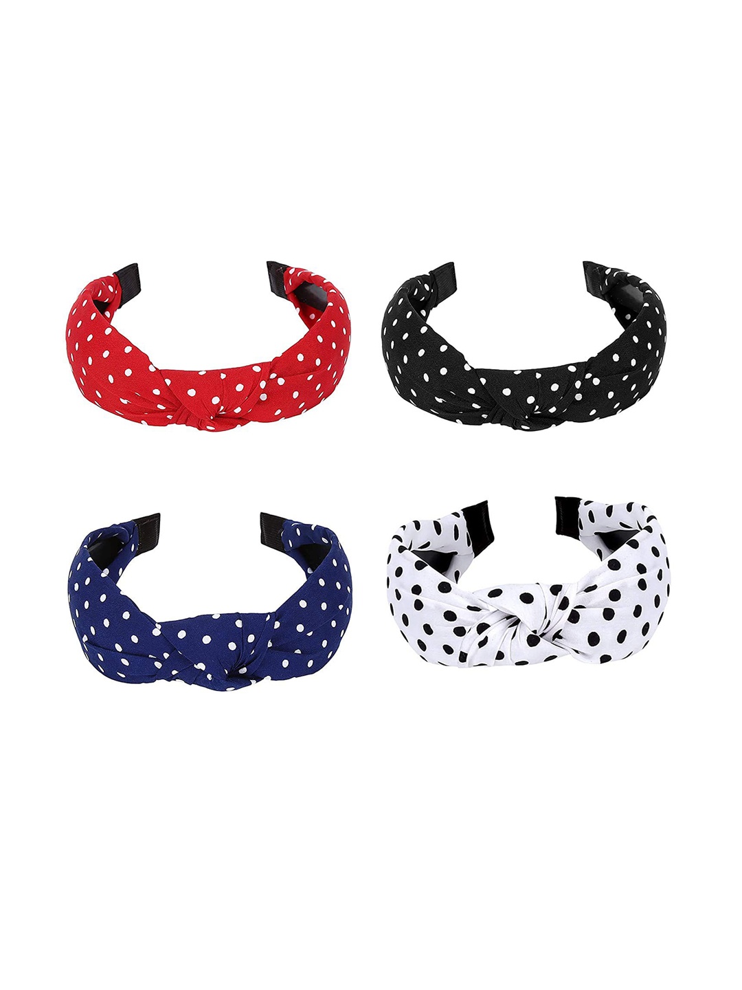 

CHRONEX Women Set Of 4 Fabric Printed Knot Headband, Red