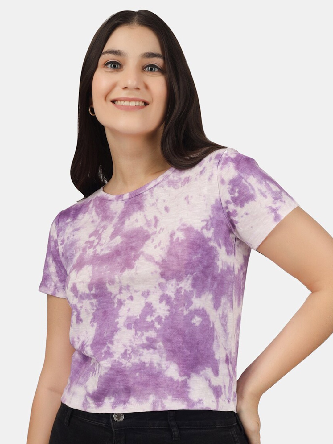 

HILL STREET Tie and Dyed Cotton Top, Purple