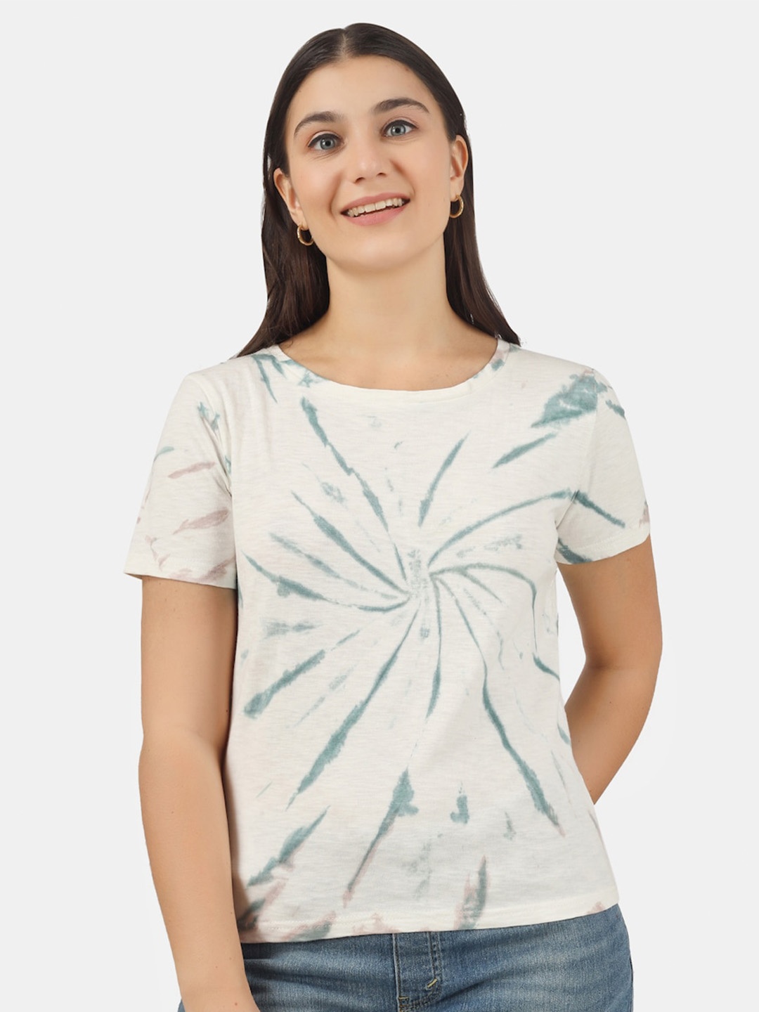 

HILL STREET Abstract Printed Cotton Top, Blue