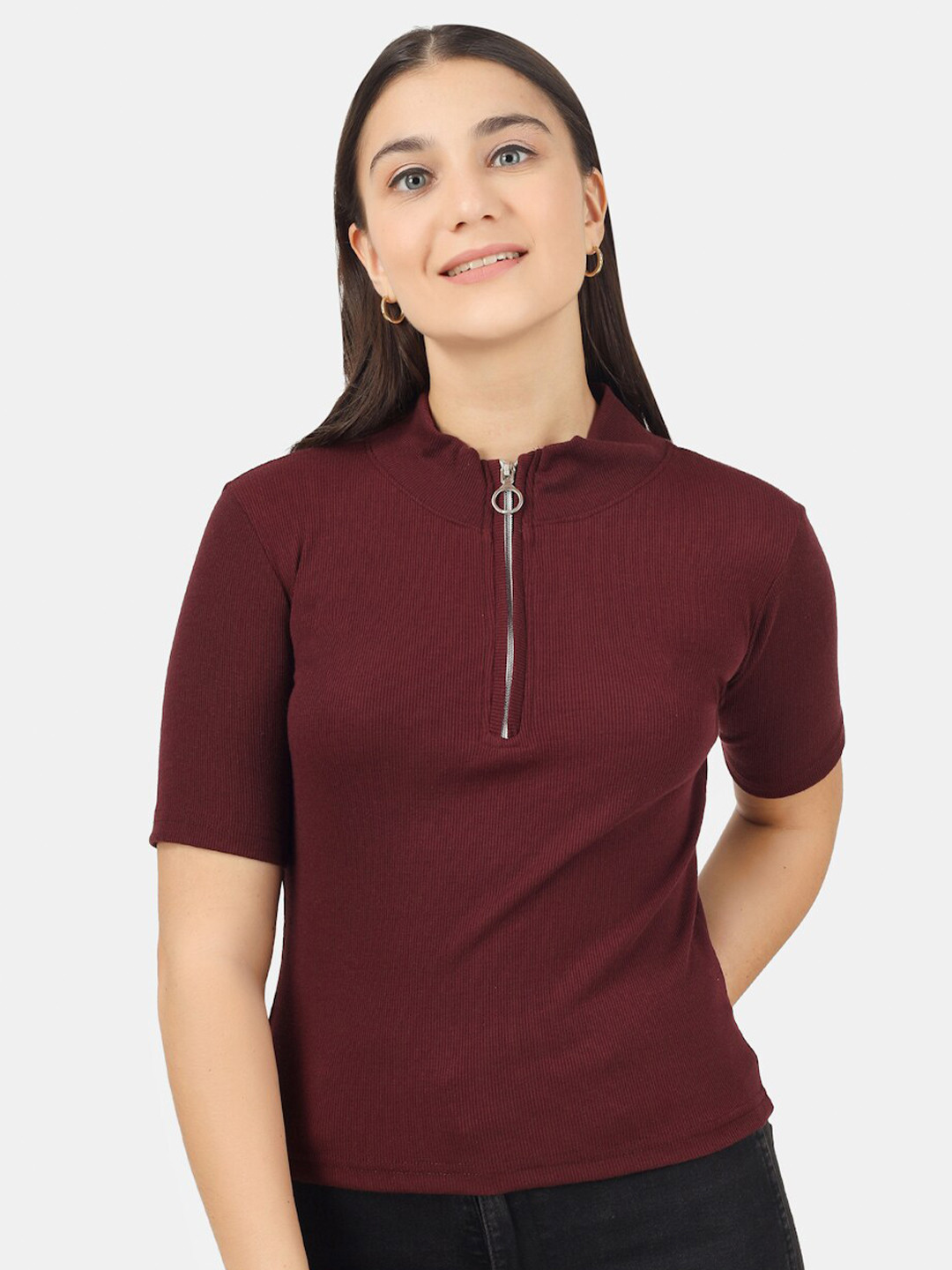 

HILL STREET High Neck CottonTop, Maroon