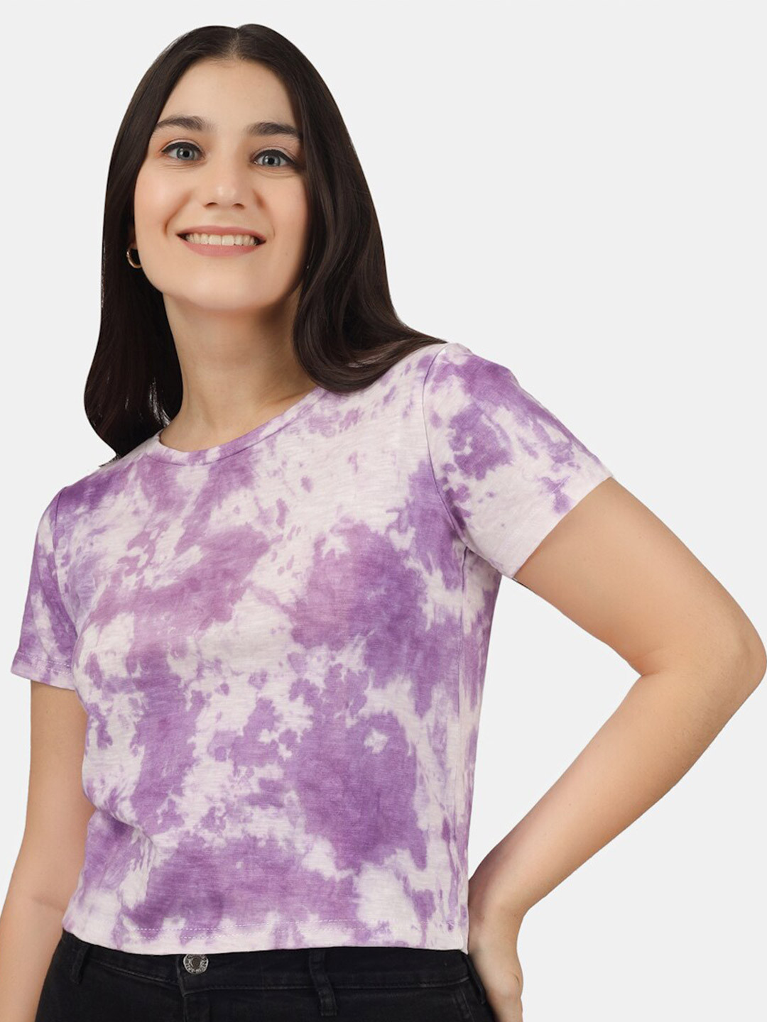 

BAESD Abstract Printed Cotton Top, Purple