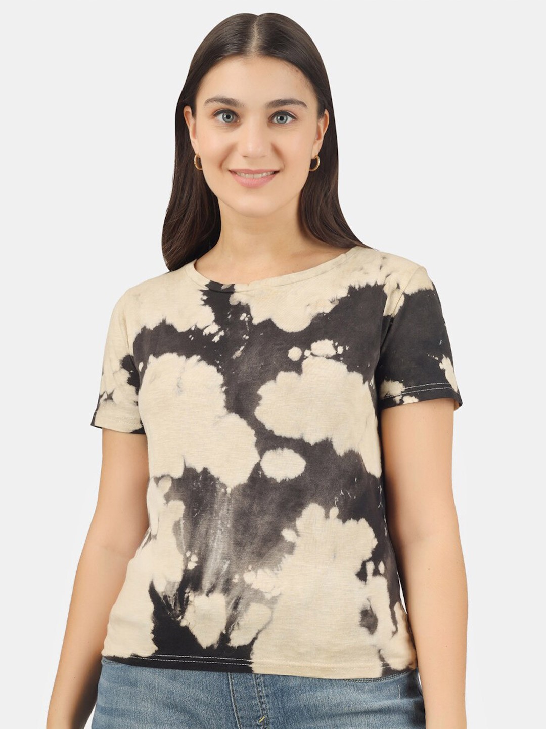 

BAESD Tie and Dye Cotton Top, Beige