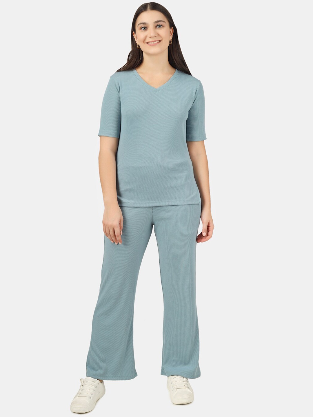 

BAESD V-Neck Top With Trouser, Blue