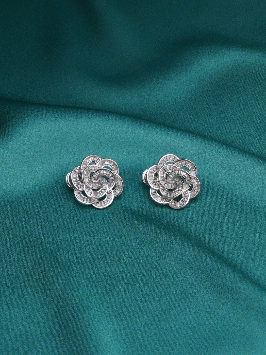 

RITU SINGH Silver-Plated Contemporary Studs Earrings