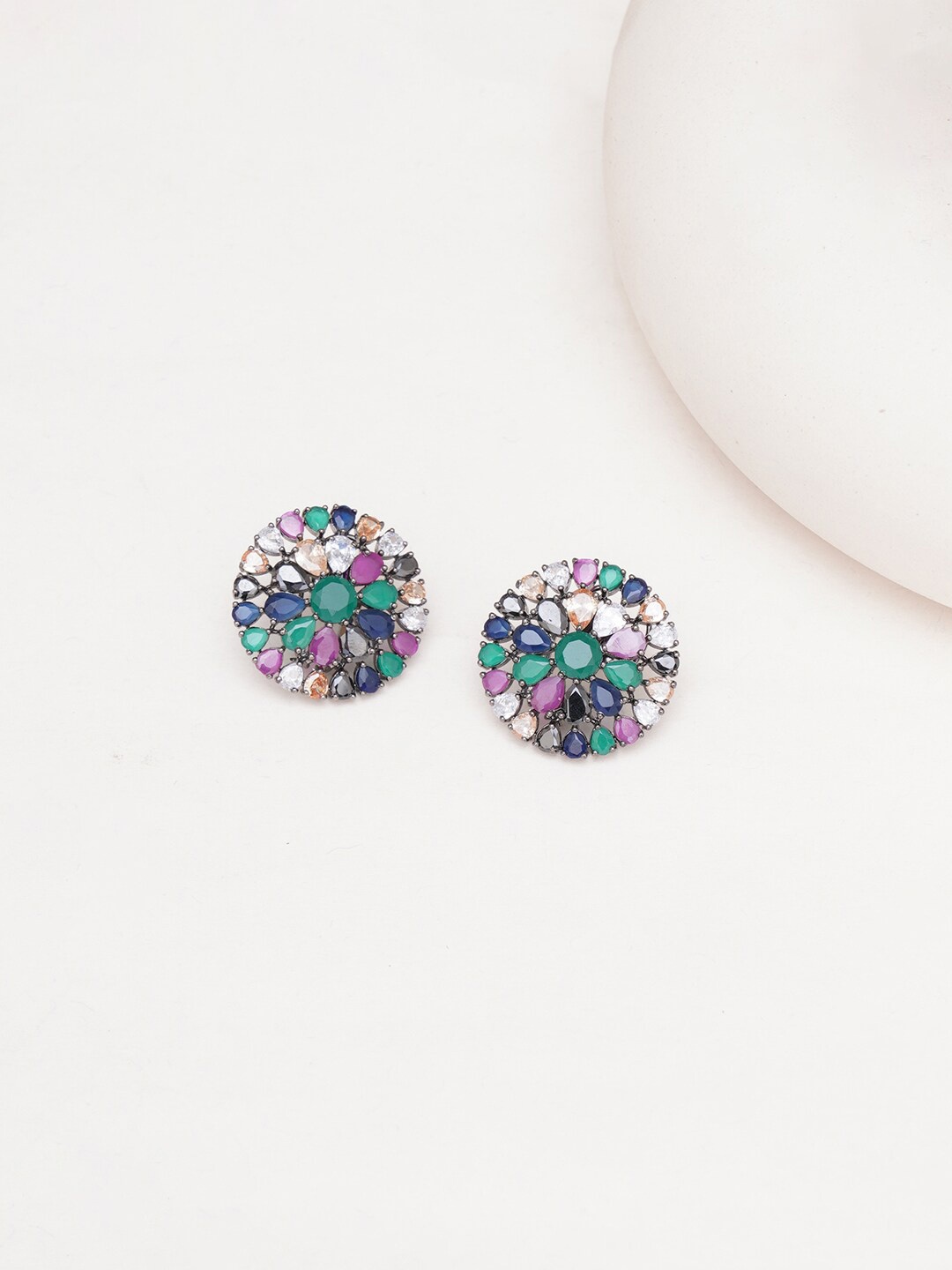 

RITU SINGH Rhodium-Plated Contemporary Studs Earrings, Silver