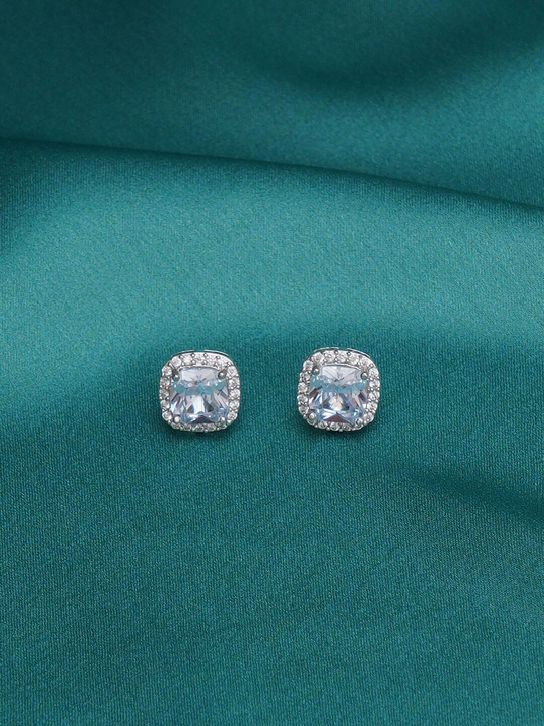 

RITU SINGH Silver-Plated Contemporary Studs Earrings