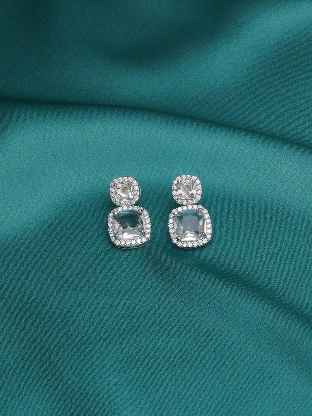

RITU SINGH Silver-Plated Contemporary Studs Earrings