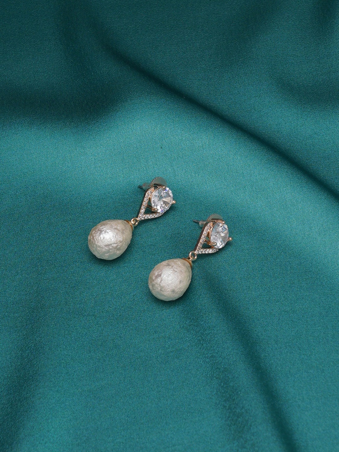 

RITU SINGH Gold-Plated Crystals-Studded Drop Earrings