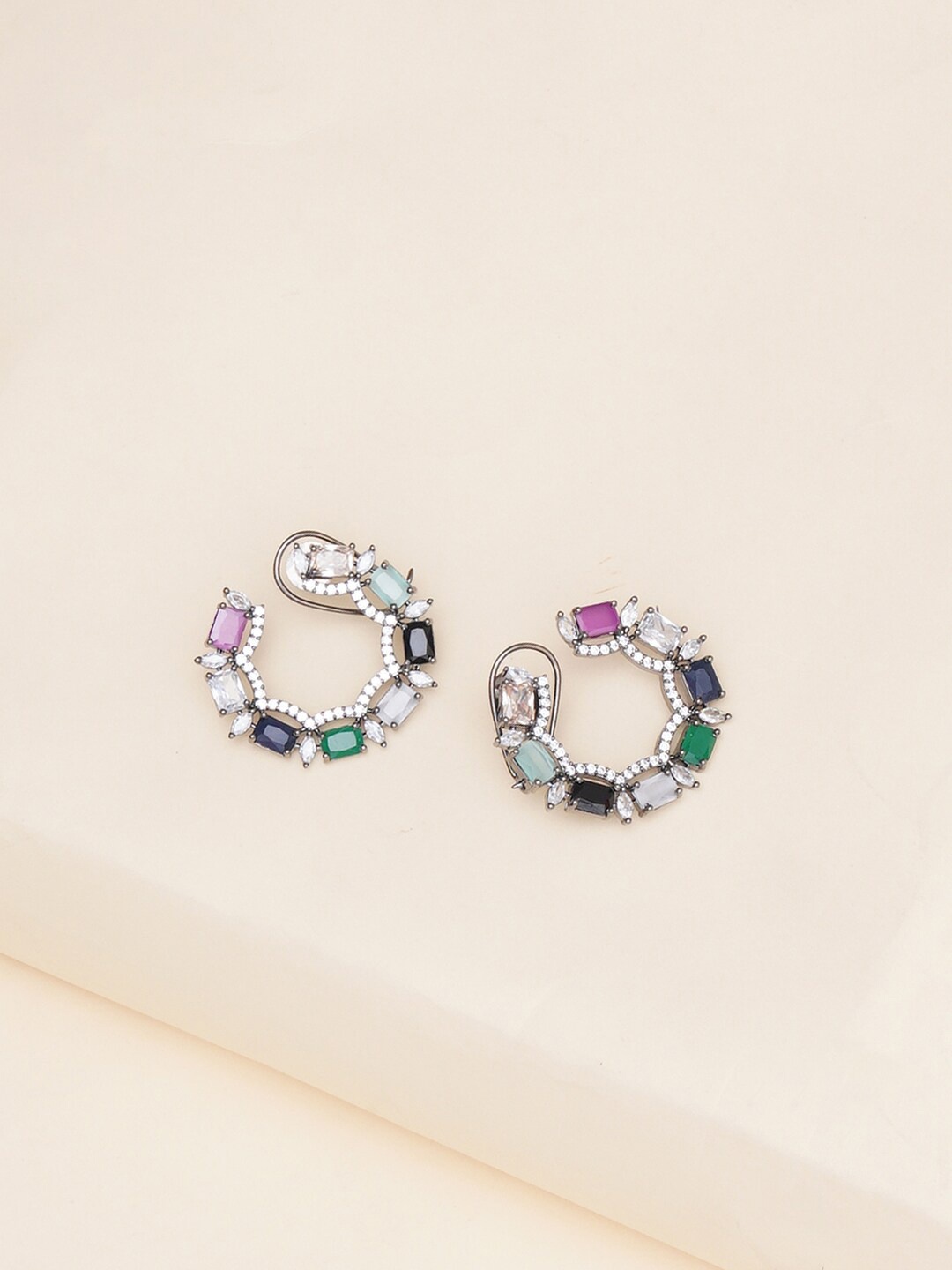 

RITU SINGH Rhodium-Plated Circular Stud Earrings, Silver