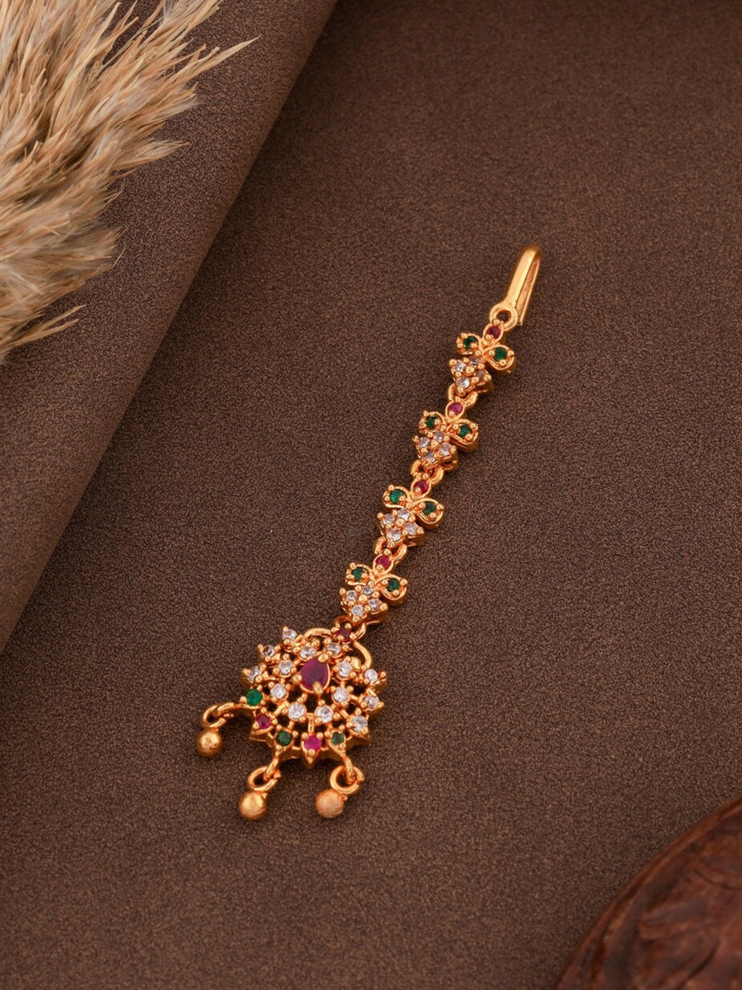 

ROFARWORD Gold-Plated Stone-Studded Maangtika