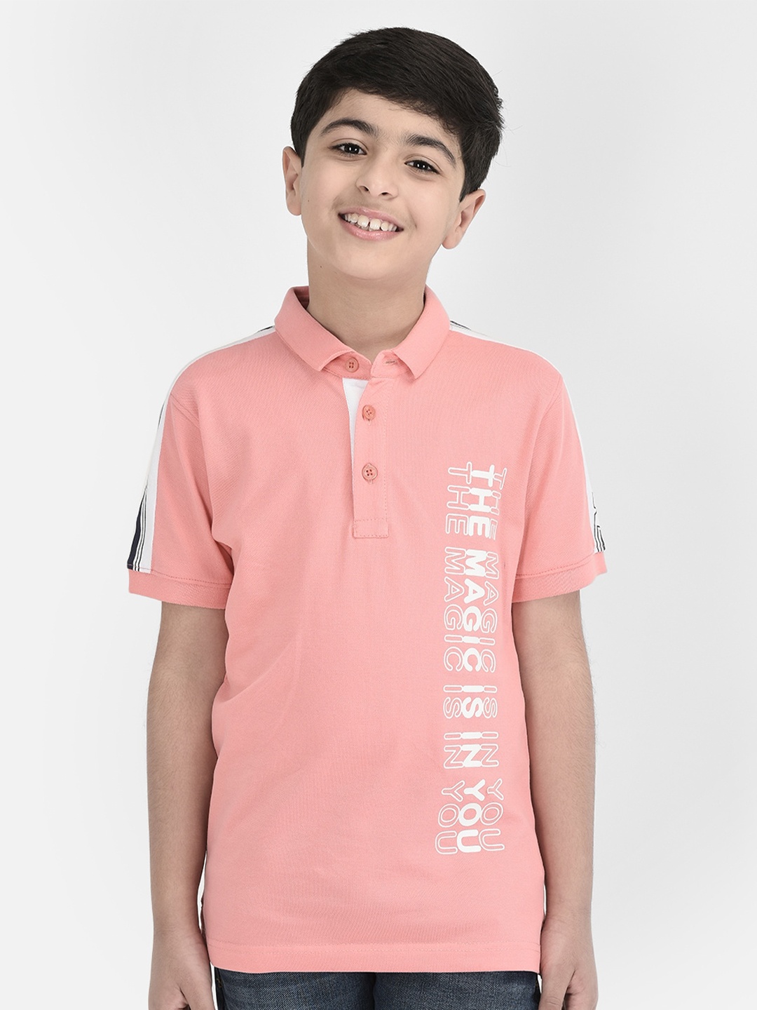 

Crimsoune Club Boys Typography Printed T-shirt, Peach