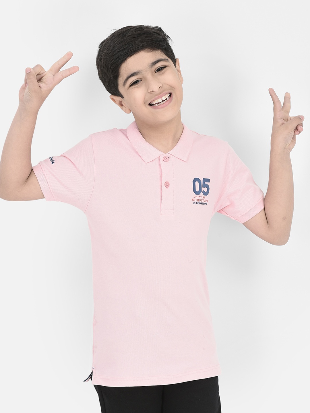 

Crimsoune Club Boys Polo Collar Cotton T-Shirt, Pink