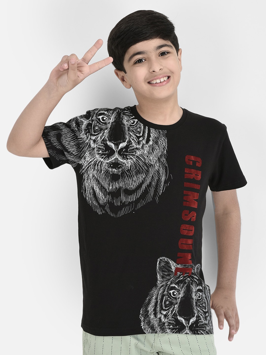 

Crimsoune Club Boys Printed Pure Cotton T-shirt, Black