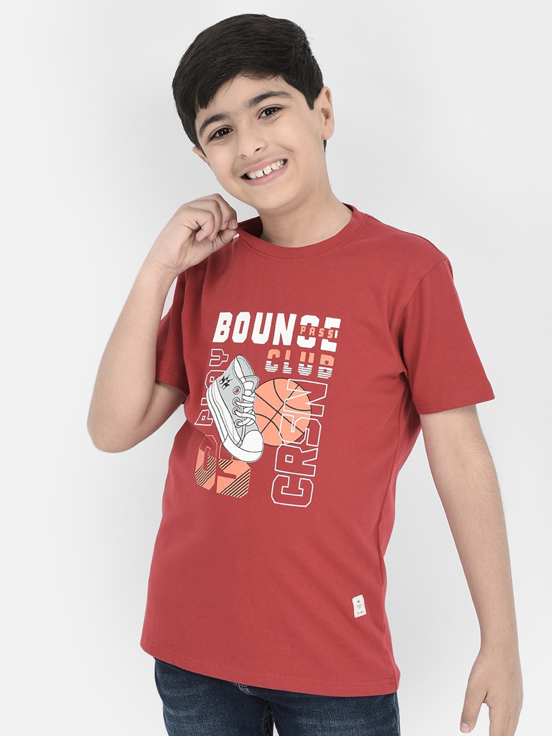 

Crimsoune Club Boys Typography Printed Pure Cotton T-shirt, Red