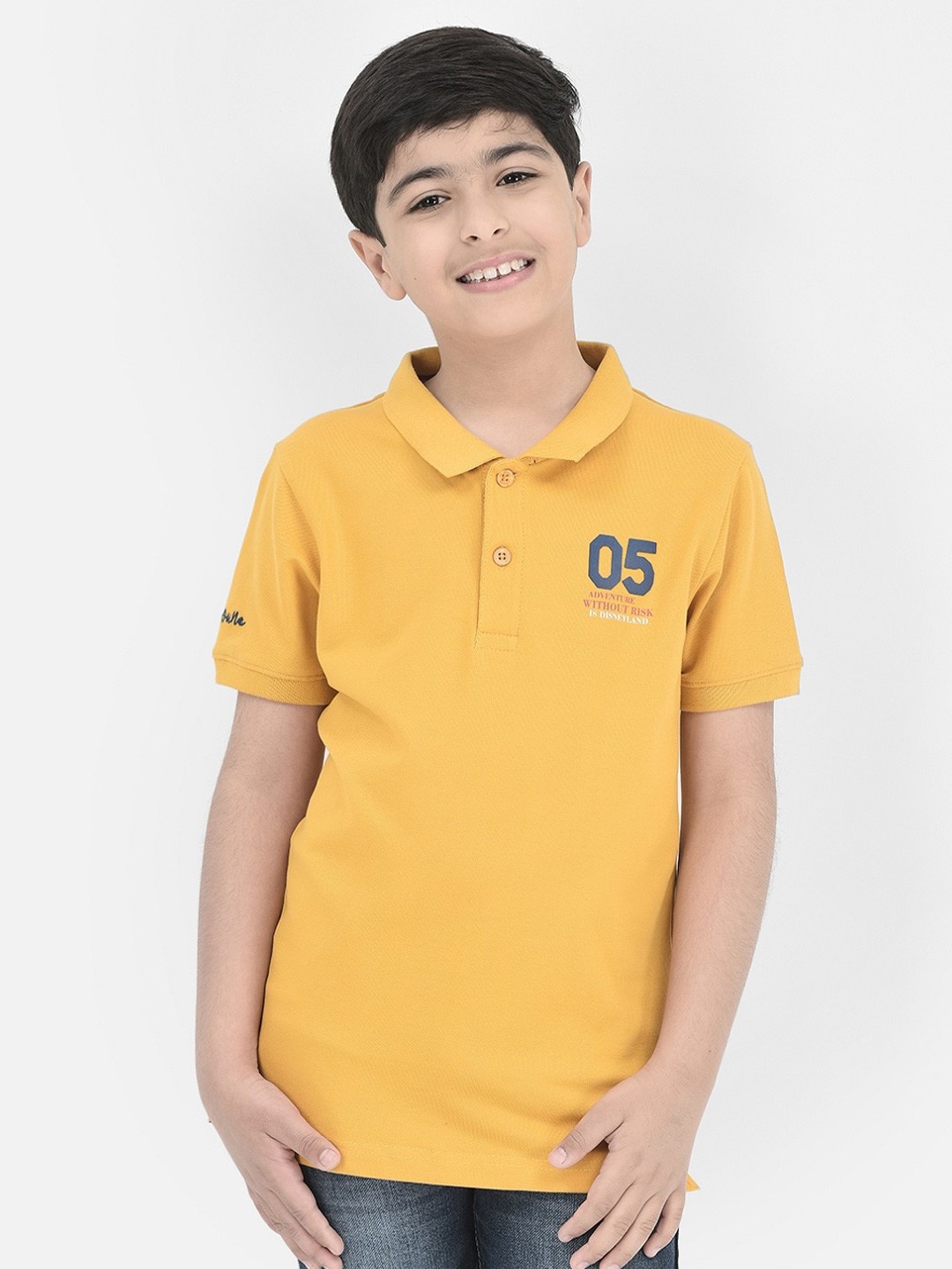 

Crimsoune Club Boys Polo Collar Cotton T-shirt, Mustard
