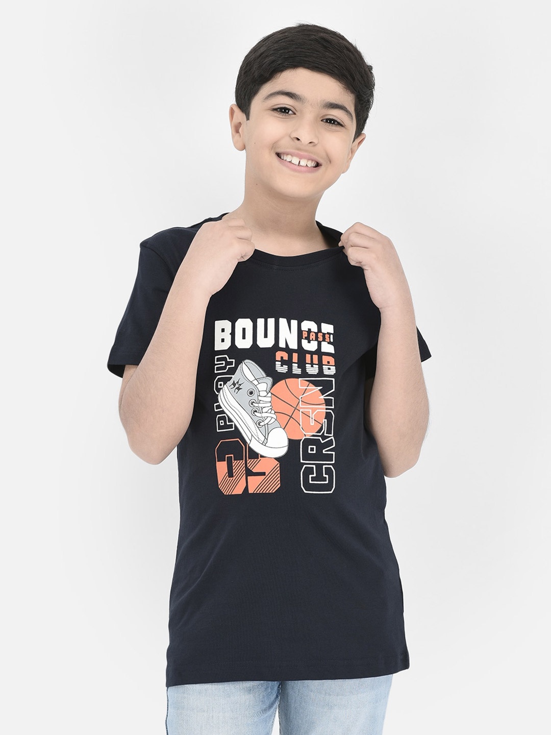 

Crimsoune Club Boys Typography Printed Pure Cotton T-Shirt, Navy blue