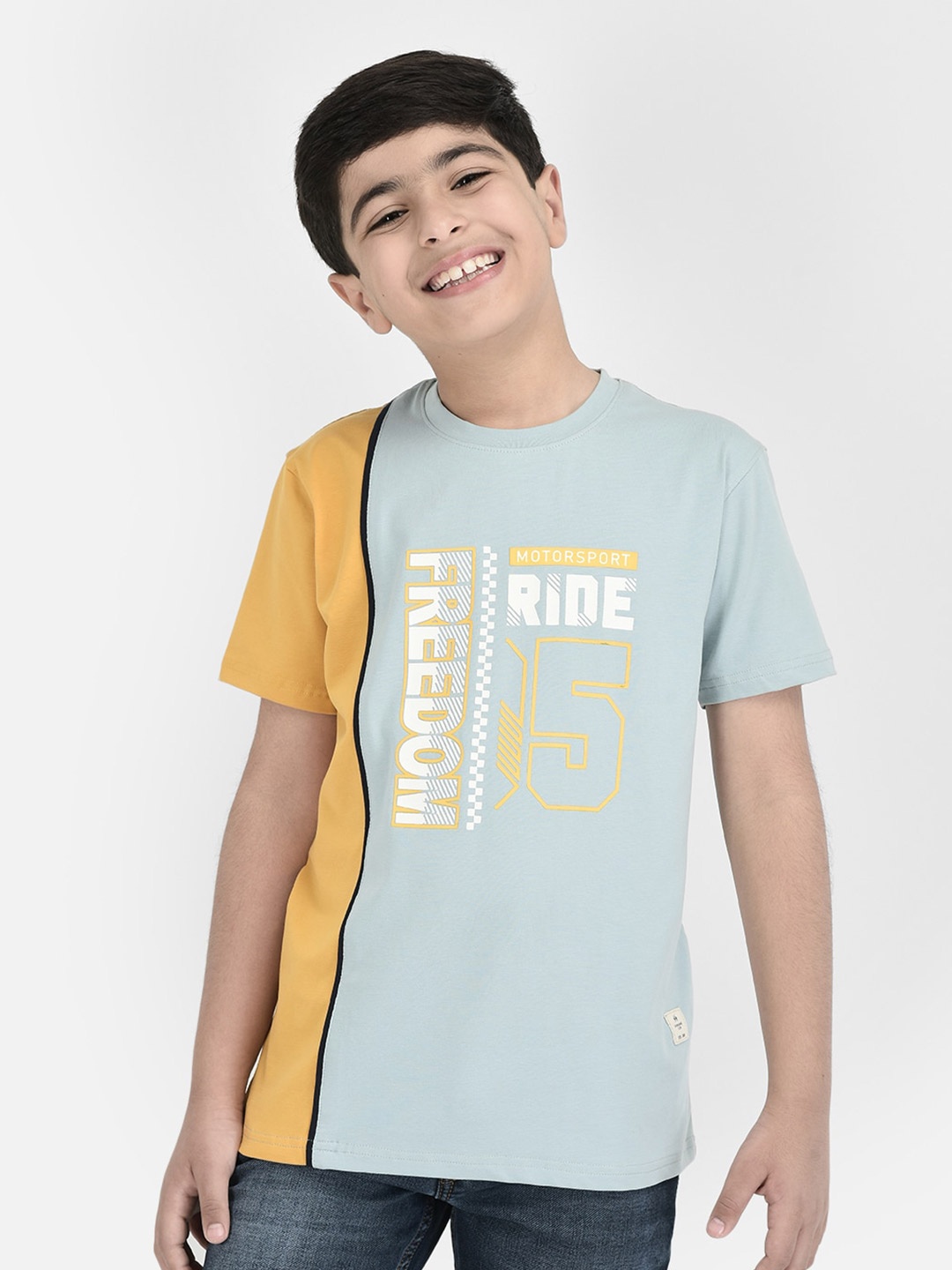 

Crimsoune Club Boys Typography Printed Pure Cotton T-shirt, Blue