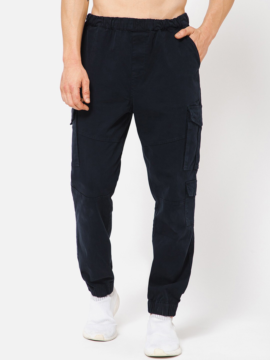 

PUNK Men Loose Fit Cotton Joggers, Navy blue
