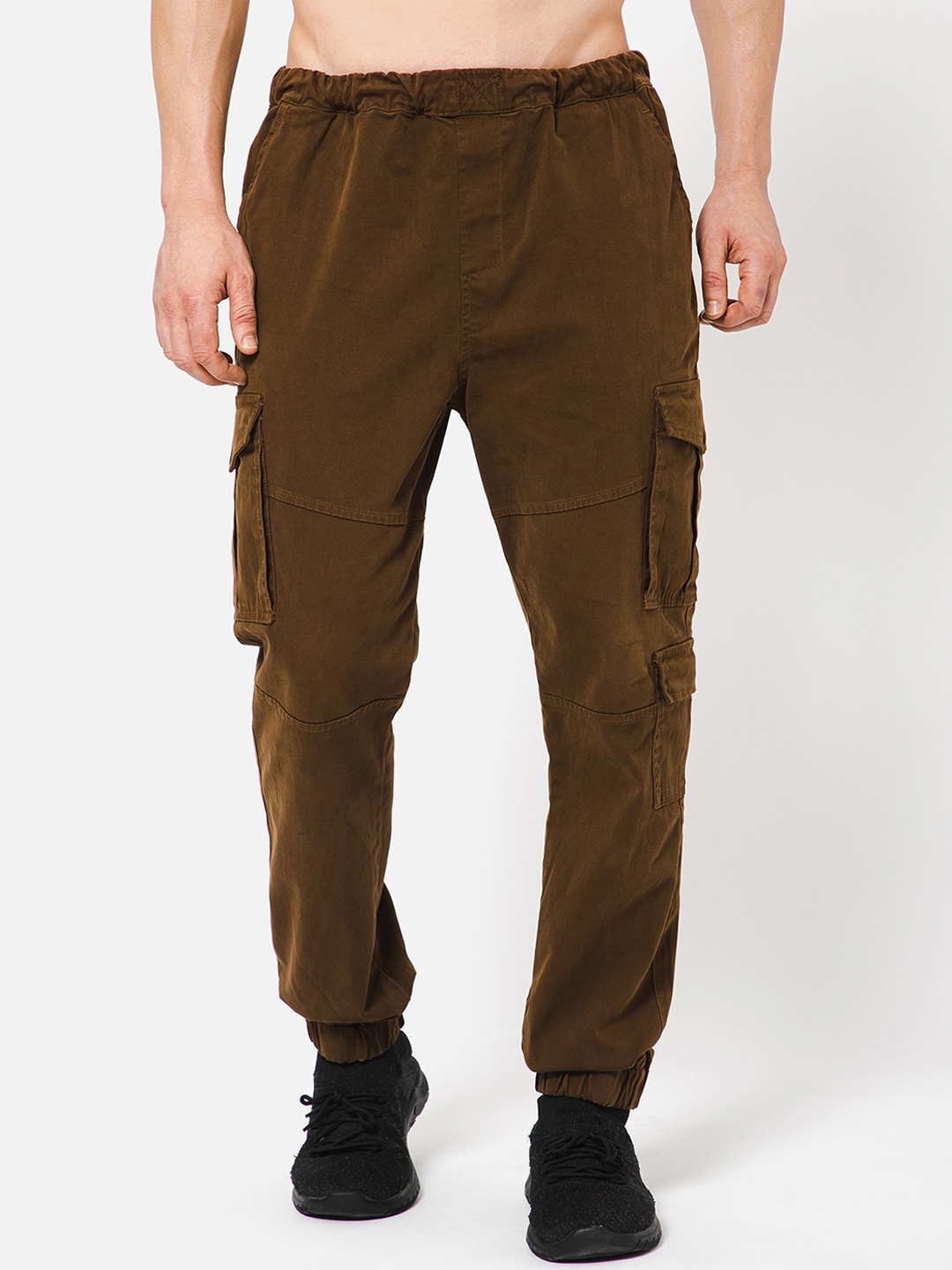 

PUNK Men Mid-Rise Loose Fit Joggers, Brown