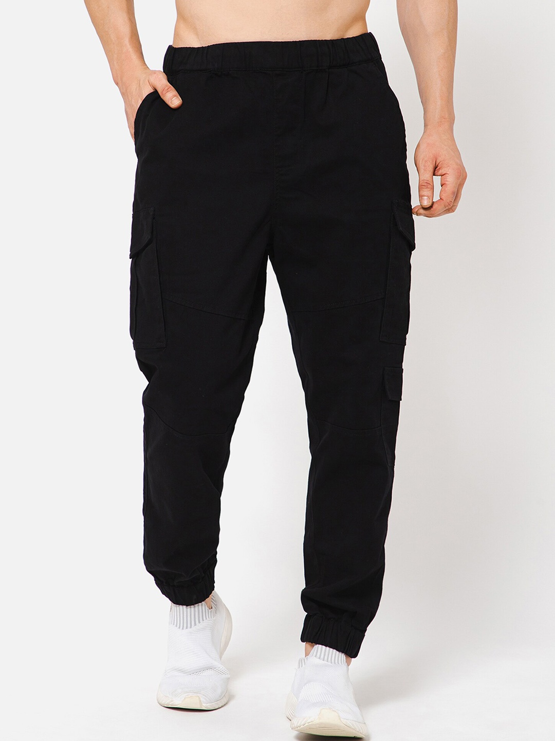 

PUNK Men Loose Fit Cotton Joggers, Black