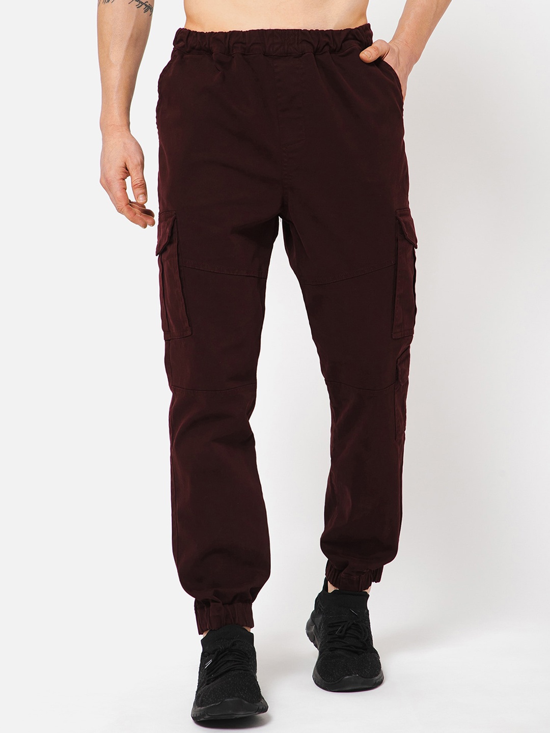 

PUNK Men Loose Fit Cotton Joggers, Maroon