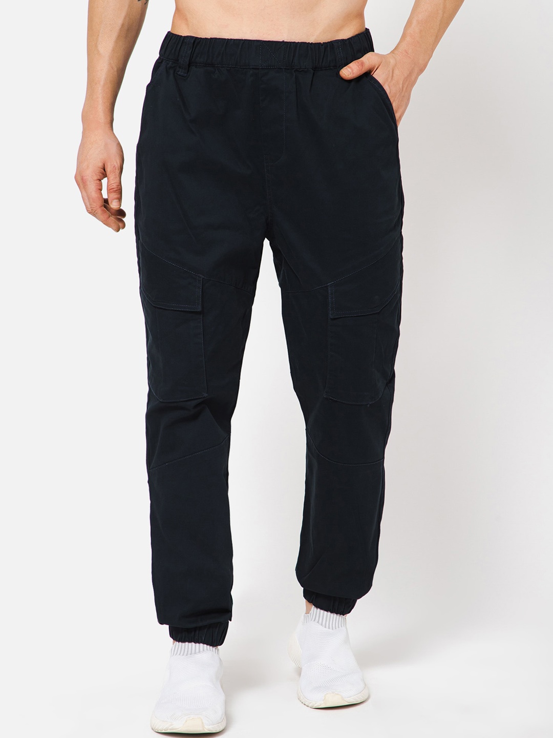 

PUNK Men Mid-Rise Loose Fit Joggers, Navy blue