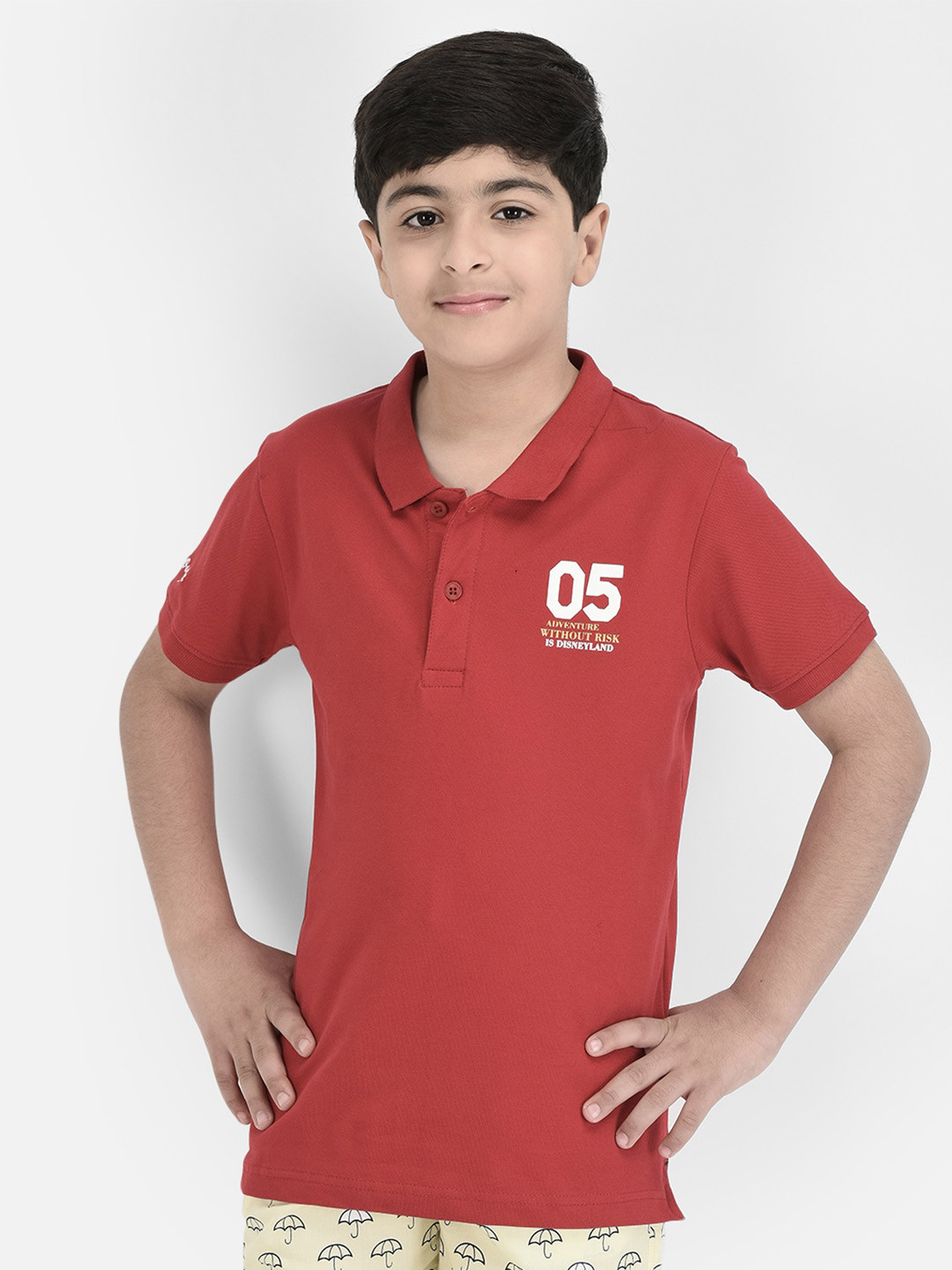 

Crimsoune Club Boys Polo Collar Cotton T-Shirt, Red