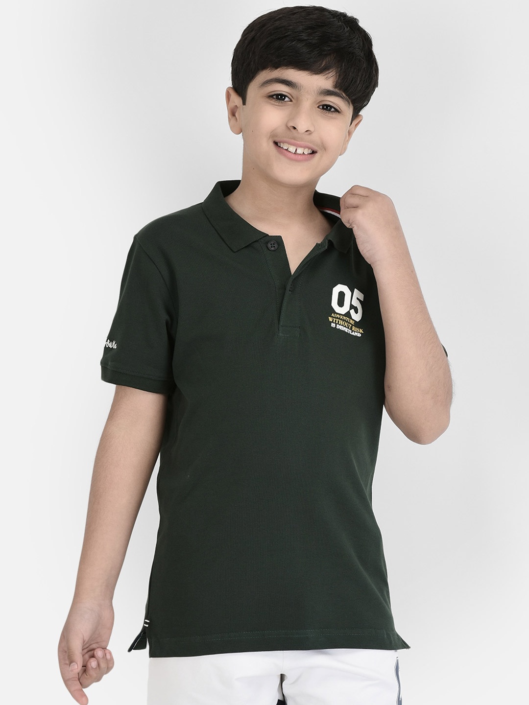 

Crimsoune Club Boys Varsity Printed Polo Collar T-Shirt, Green