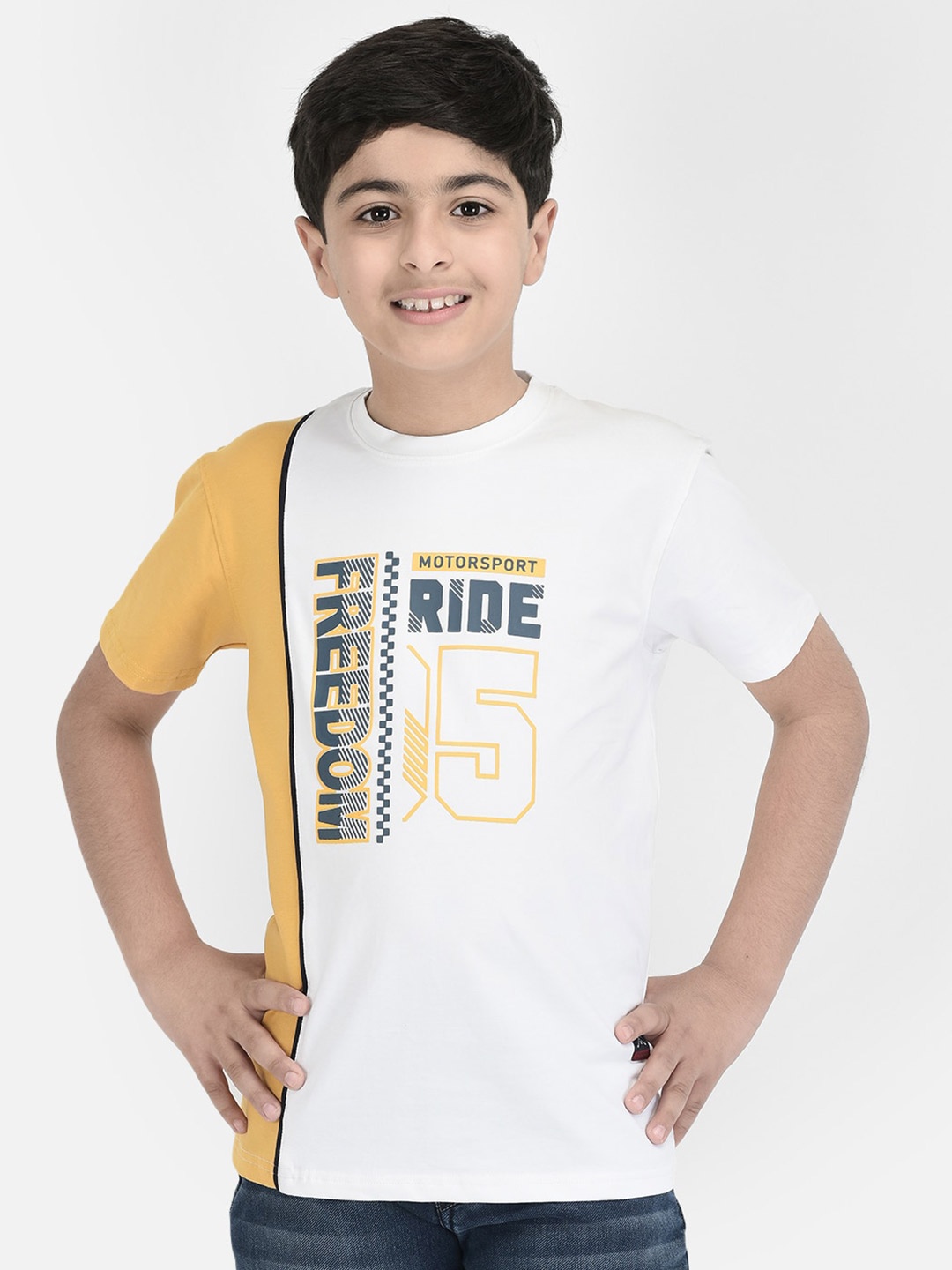 

Crimsoune Club Boys Typography Printed Pure Cotton T-shirt, White