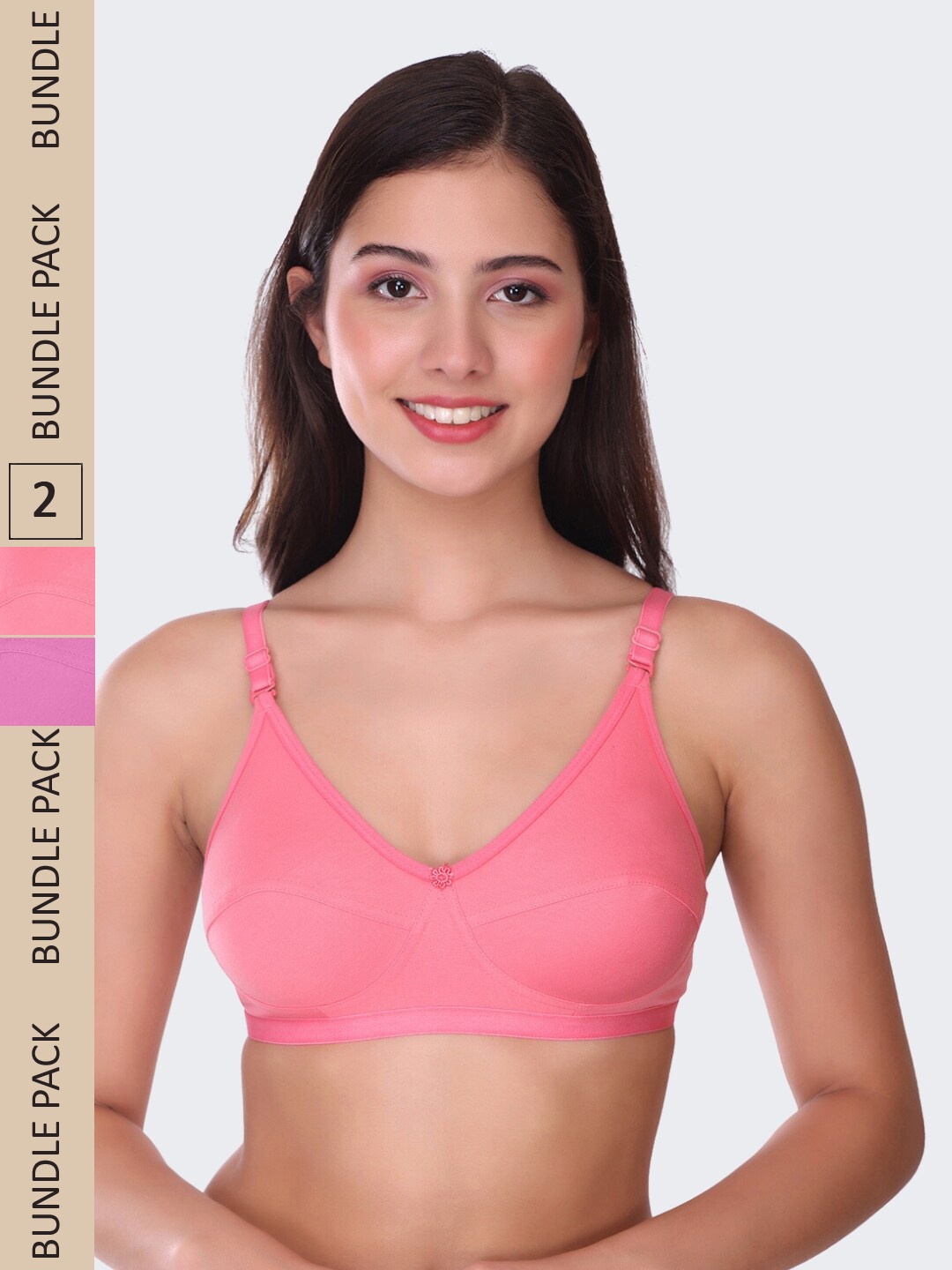 

POOJA RAGENEE Pack Of 2 Full Coverage Non-Wired Lightly Padded Everyday Bras, Purple