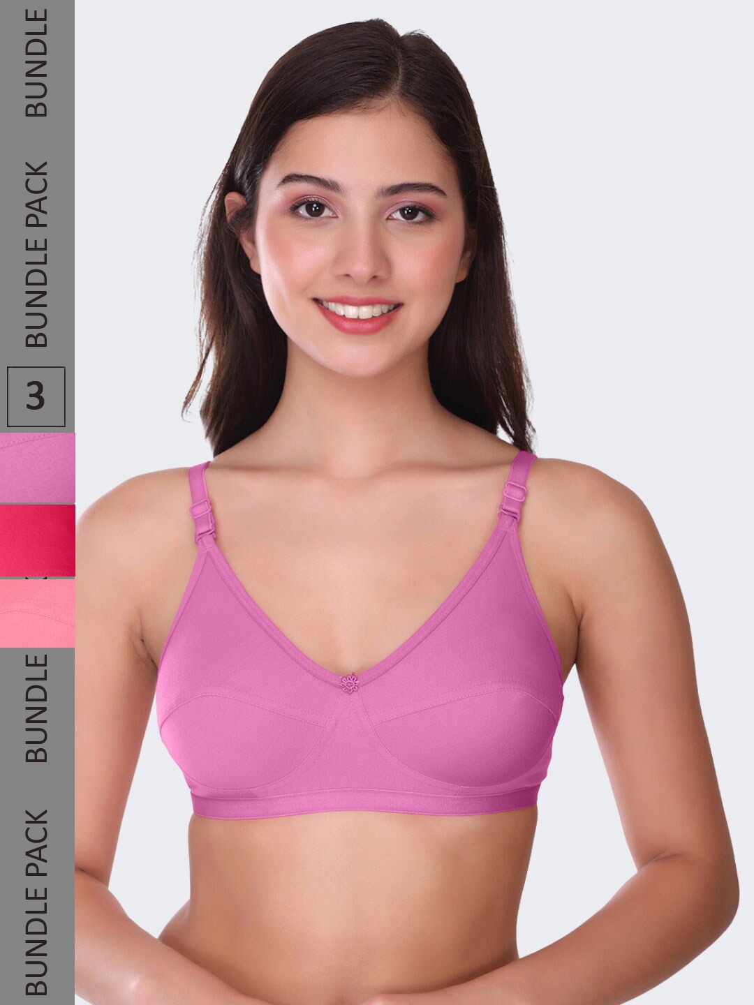 

POOJA RAGENEE Pack Of 3 Full Coverage Bra, Pink