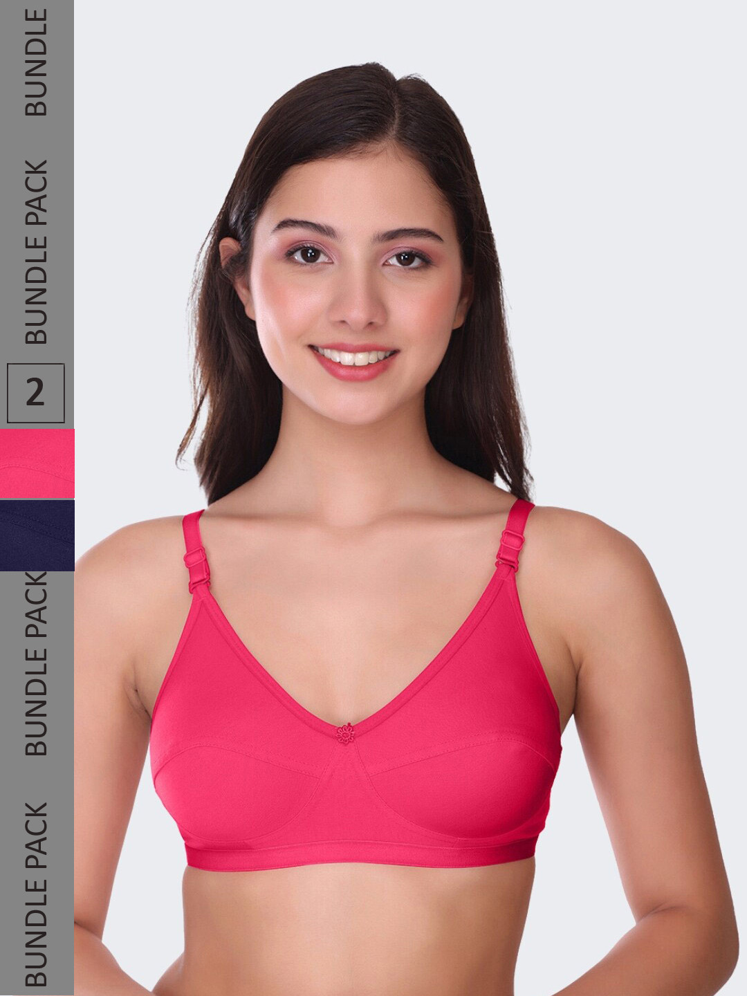 

POOJA RAGENEE Pack Of 2 Full Coverage Lightly Padded Bra bq2183c_2p_nblu_mg_28c, Navy blue