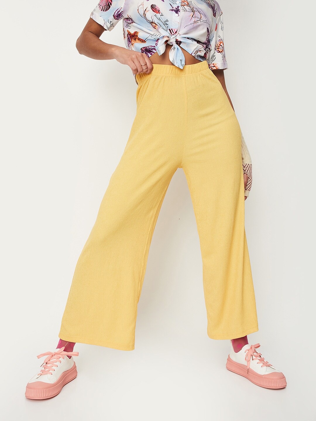 

max Women Wide Leg Palazzos, Yellow