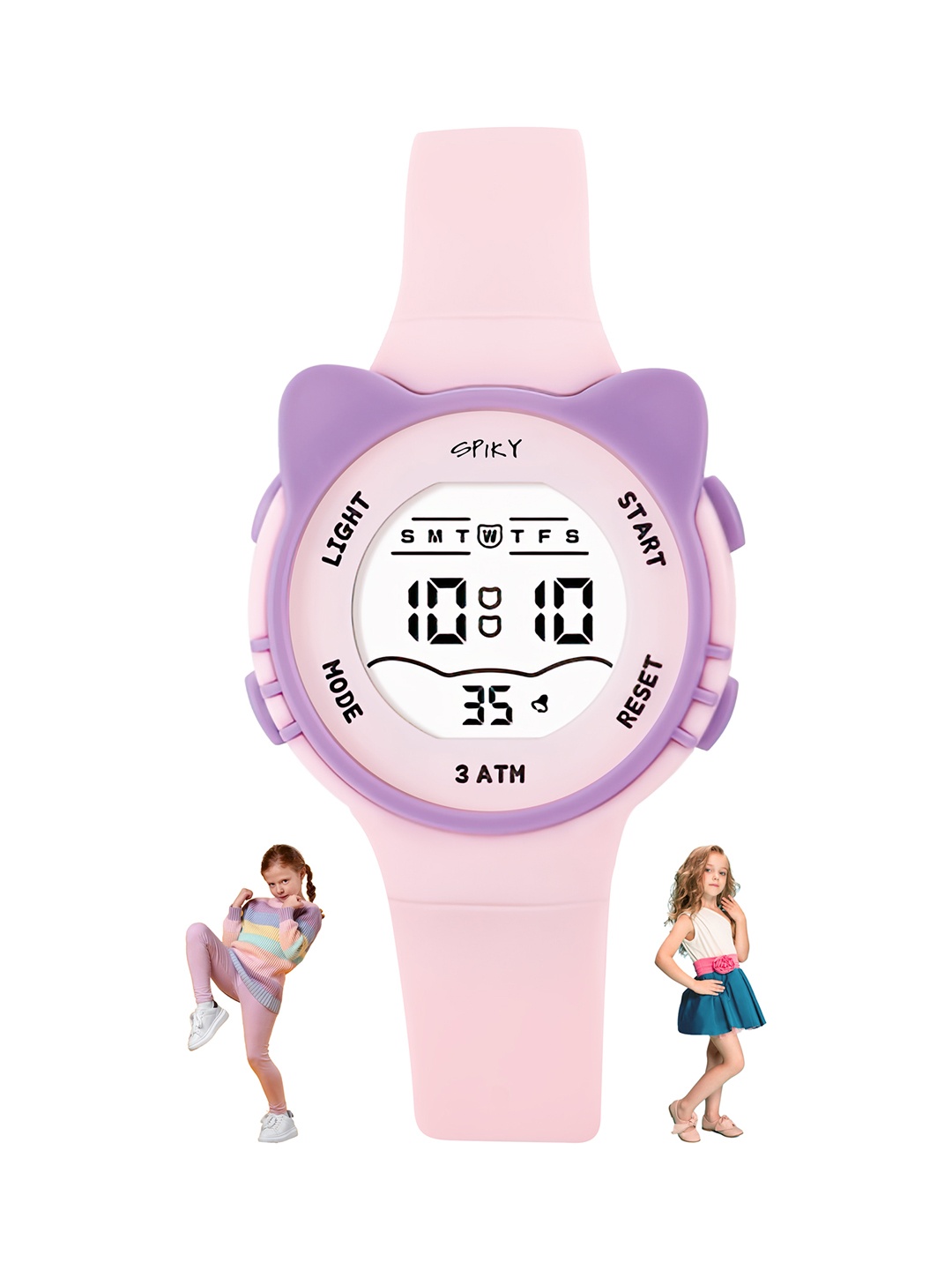 

Spiky Kids Dial Bracelet Style Straps Digital Multi Function Automatic Watch SPKEVA12_C2, Pink