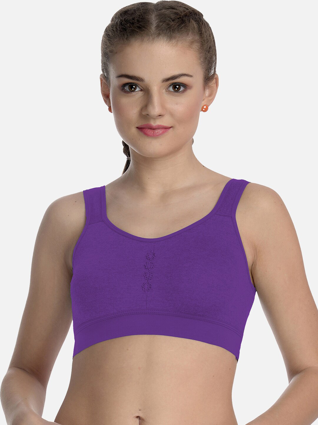 

FIMS Seamless Non-Wired Non-Padded High-Support Dry-Fit Work-Out Bra, Purple