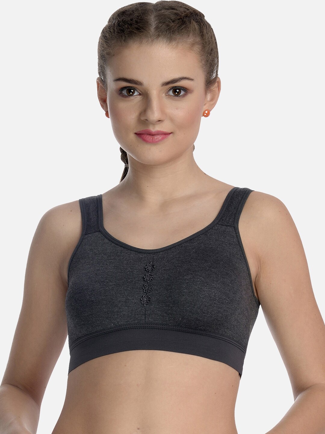 

FIMS Seamless Non-Wired Non-Padded High-Support Dry-Fit Work-Out Bra, Black